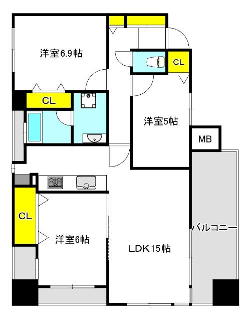 リベール谷町 間取り図画像