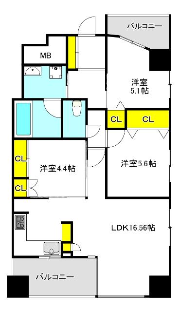 谷町アーバンライフ 間取り図画像