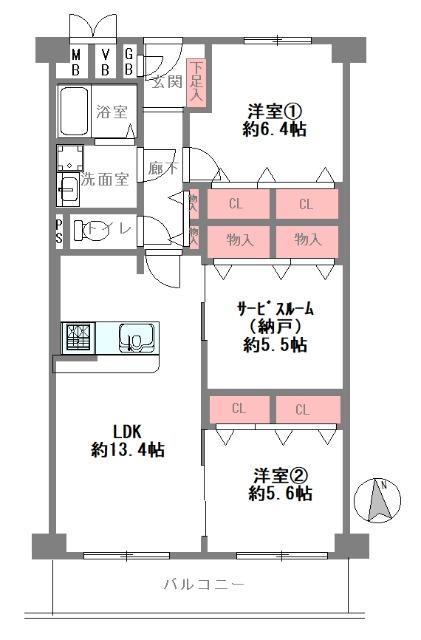 日商岩井野江マンション 間取り図画像
