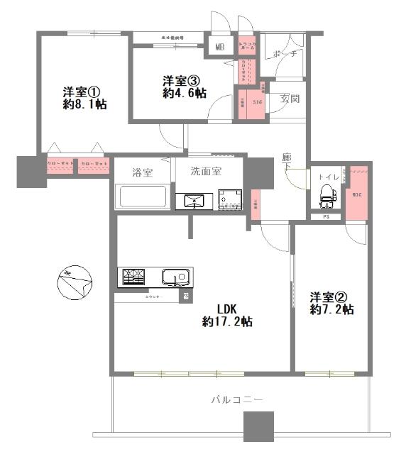 キングスクエアランドレックスC棟 間取り図画像