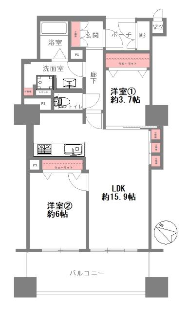 キングスクエアランドレックスC棟 間取り図画像