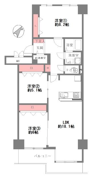 京橋グリーンハイツ二号棟 間取り図画像