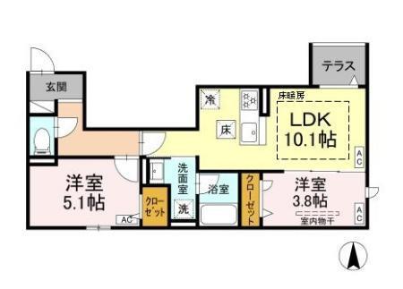 セレスティア上北沢（102） 間取り図画像