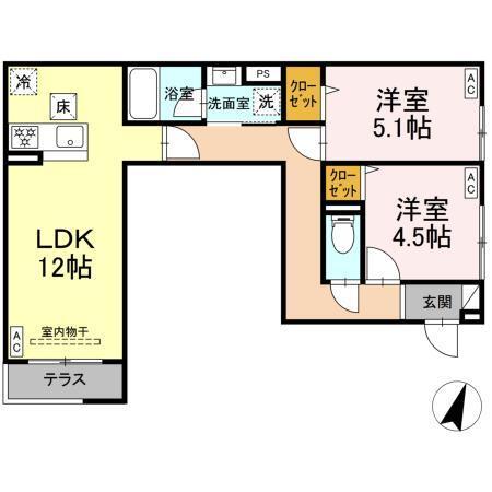 セレスティア中央　Ⅱ（101） 間取り図画像