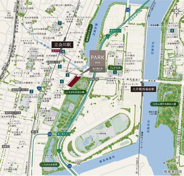 パークアクシス品川南大井パークフロント（128） 地形図・案内図