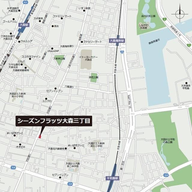 シーズンフラッツ大森北三丁目（305） 地形図・案内図
