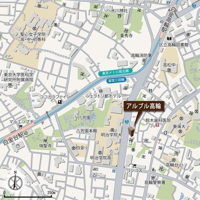 アルブル高輪（802） 地形図・案内図