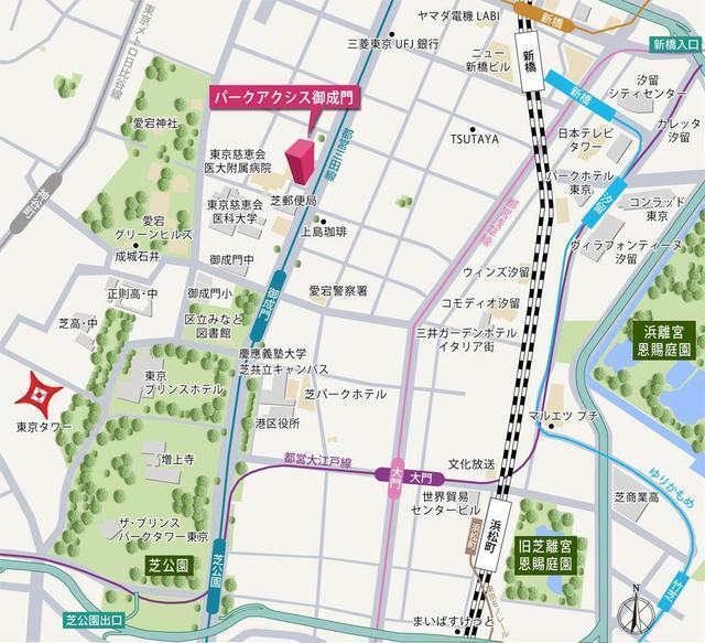 パークアクシス御成門（1608） 地形図・案内図