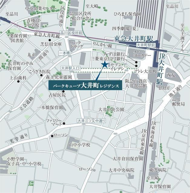 パークキューブ大井町レジデンス（1313） 地形図・案内図