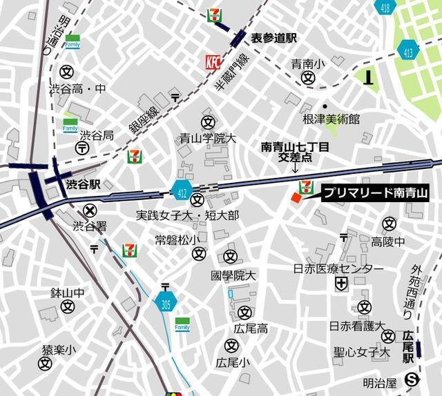 プリマリード南青山（304） 地形図・案内図