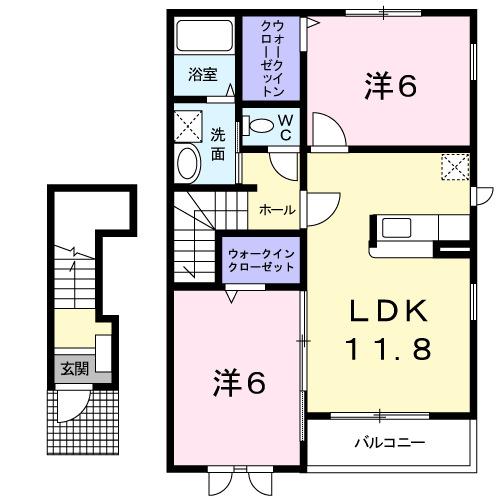 ハピリィメゾンＰＡＲＴⅡ−Ｂ（205） 間取り図画像