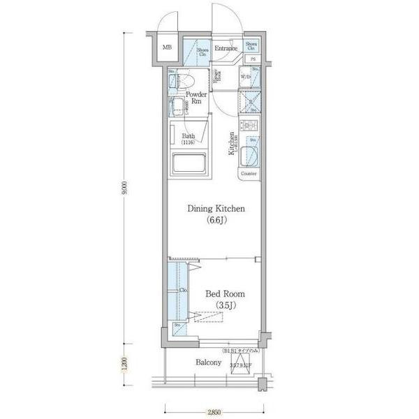 反転タイプ北向きのお部屋になります