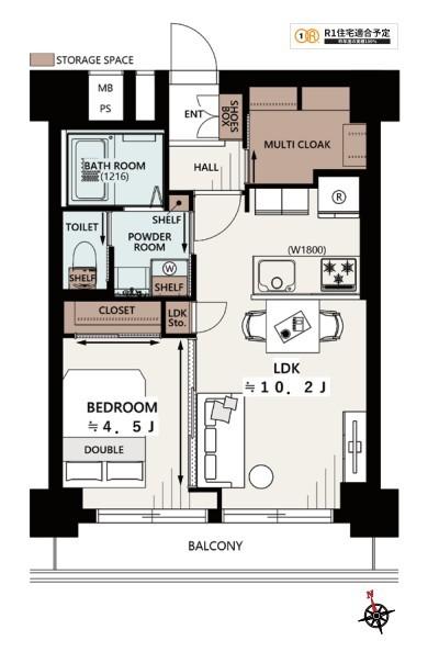 玄関左側には大容量マルチクロークあり。お洋服、キャリーケース、ゴルフバッグ、キャンプグッズなど趣味のものが綺麗に収納できます！ 全室南向き、9階部分のため日当たり良好！
