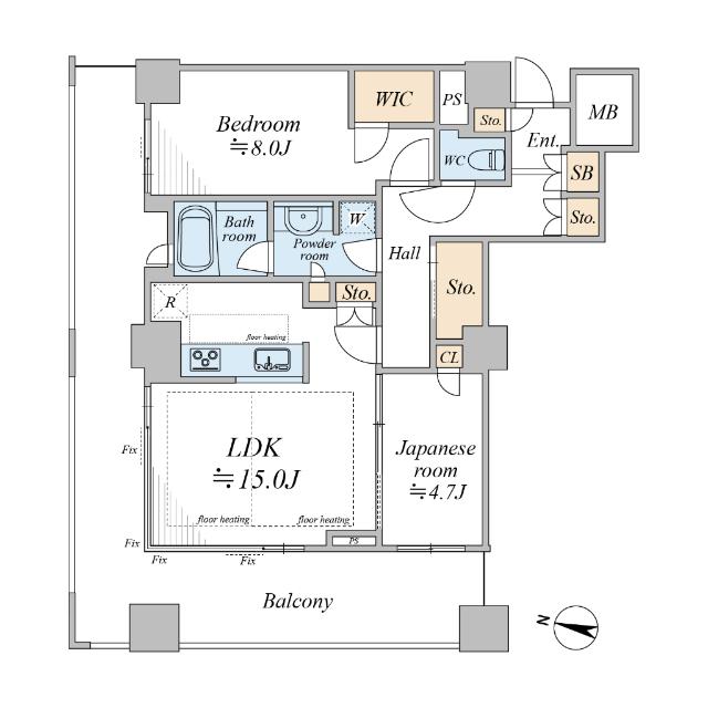 【31階・北西角部屋】 明るい2LDK。角部屋につき通風・採光も良好な設計です。