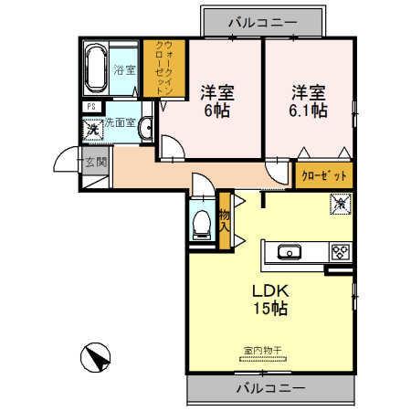 Ｃｏｚｙ　Ｃｏｕｒｔ竹中（301） 間取り図画像