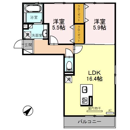 クレアシオンコート　B（201） 間取り図画像
