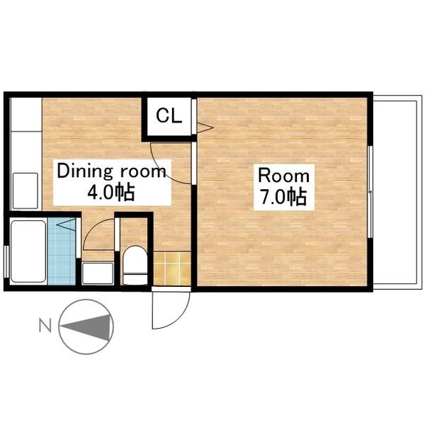 1DK南向きのお部屋