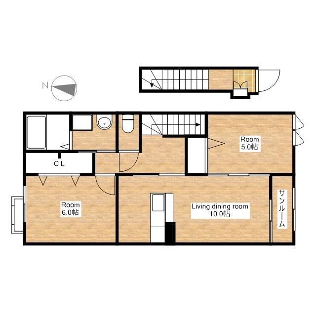 2LDK　サンルーム付き！