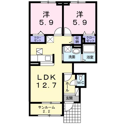 プラシード緑町（104） 間取り図画像