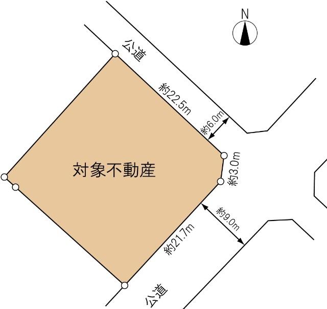 角地（東南側公道・北東側公道）に面します