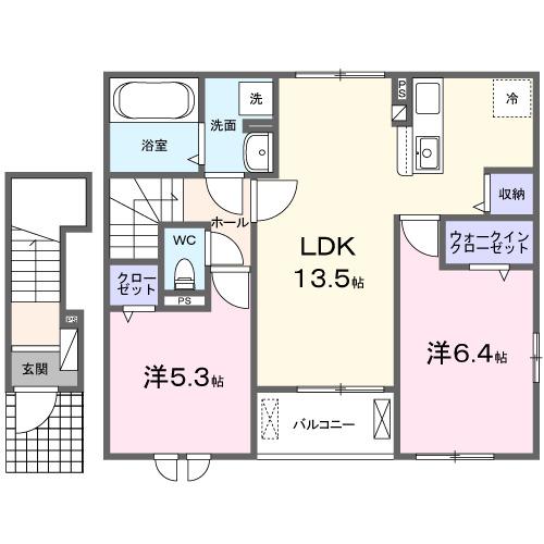 ニューローズつくばＡ棟（204） 間取り図画像