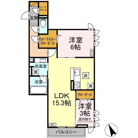 D-Invest陣場　A（102） 間取り図画像