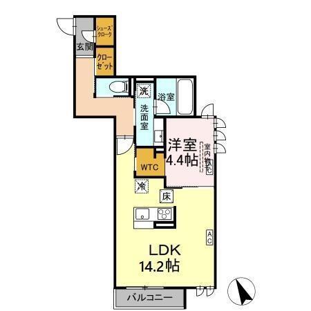 D-Invest陣場　B（102） 間取り図画像