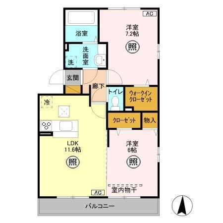 シャンティーユ曙台　Ⅱ（101） 間取り図画像