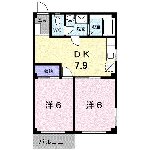 ハイツ本町Ｂ（201） 間取り図画像