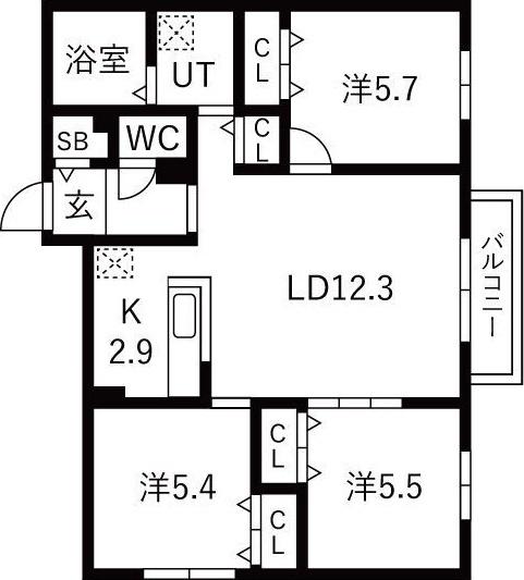 グランディール琴似 間取り図画像