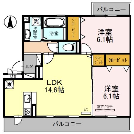 コーポ大安寺Ⅱ（301） 間取り図画像
