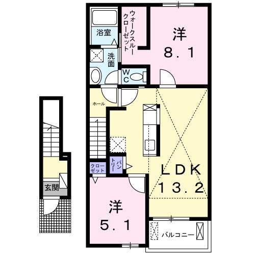 マリオ今国府町Ｂ（202） 間取り図画像
