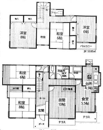 奈良市　松陽台３丁目　５LDK 間取り図画像