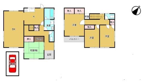 生駒市　喜里が丘２丁目　４LDK 間取り図画像