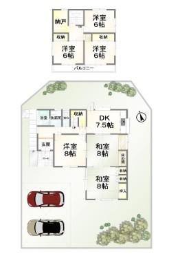 奈良市　学園緑ヶ丘３丁目　６SDK 間取り図画像