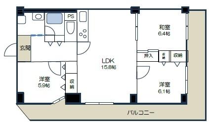 西大寺サンハイツ２号棟 間取り図画像