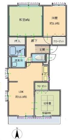 奈良ハイツ　２号棟 間取り図画像