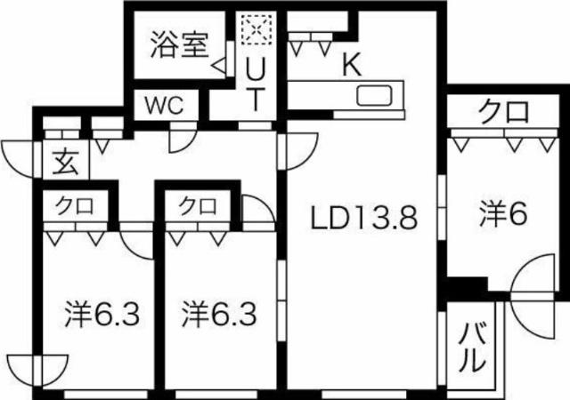 クラリス南９条（301） 間取り図画像