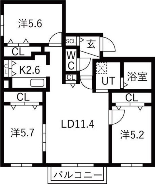 グランディール琴似（205） 間取り図画像