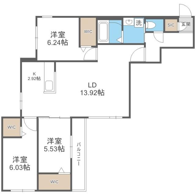 Ｓ−ＲＥＳＩＤＥＮＣＥ琴似４条（202） 間取り図画像