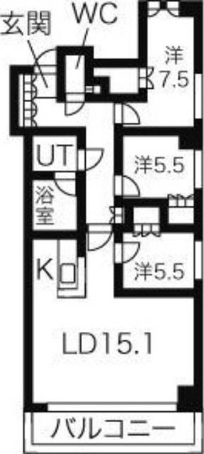 札幌市中央区宮の森三条マンション 間取り図画像