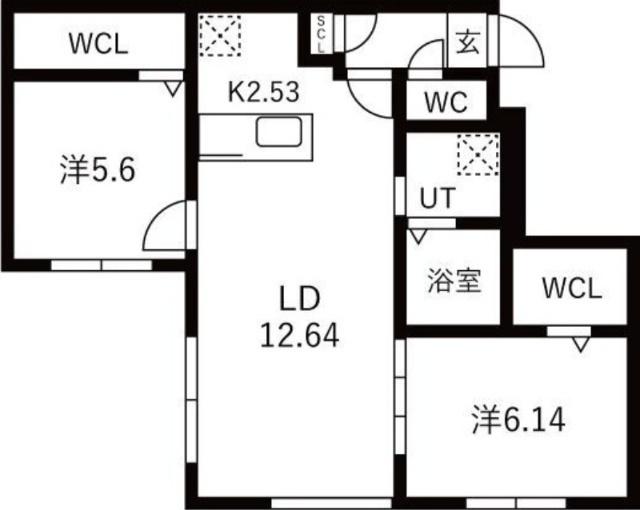 Ｖｉｌｌａｇｅ　Ｋｏｔｏｎｉ〜ヴィレッジ琴似〜（102） 間取り図画像