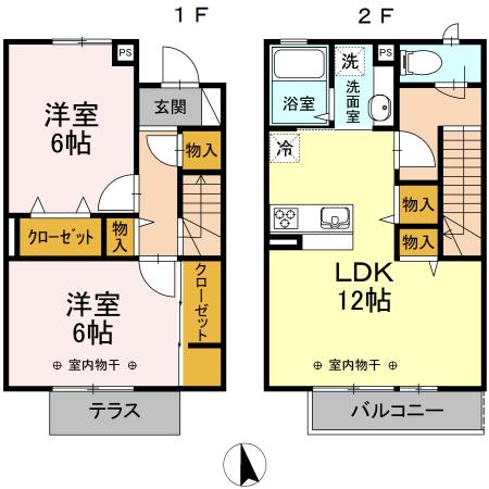 メゾネット萩山（102） 間取り図画像