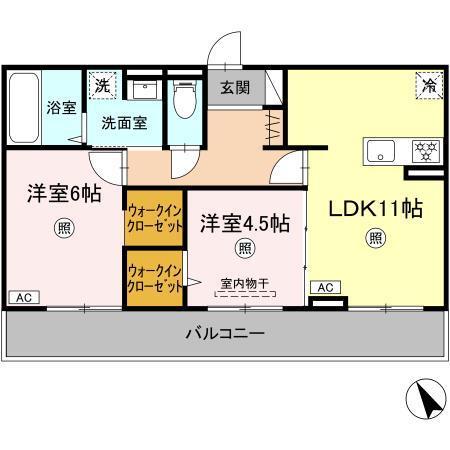 PREMILIFE政所　Ⅱ棟（202） 間取り図画像