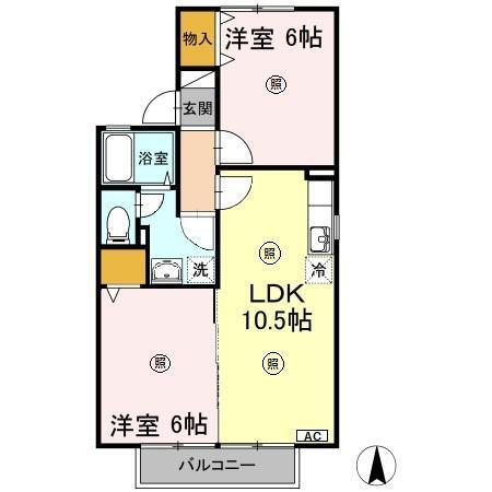 セジュールたさきA・B　A（201） 間取り図画像
