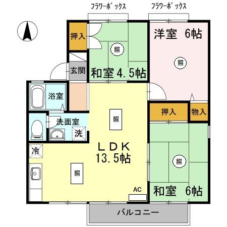 セジュールⅡ野崎　B棟（201） 間取り図画像
