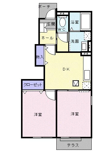 メルベーユ小佐井　Ｂ（101） 間取り図画像