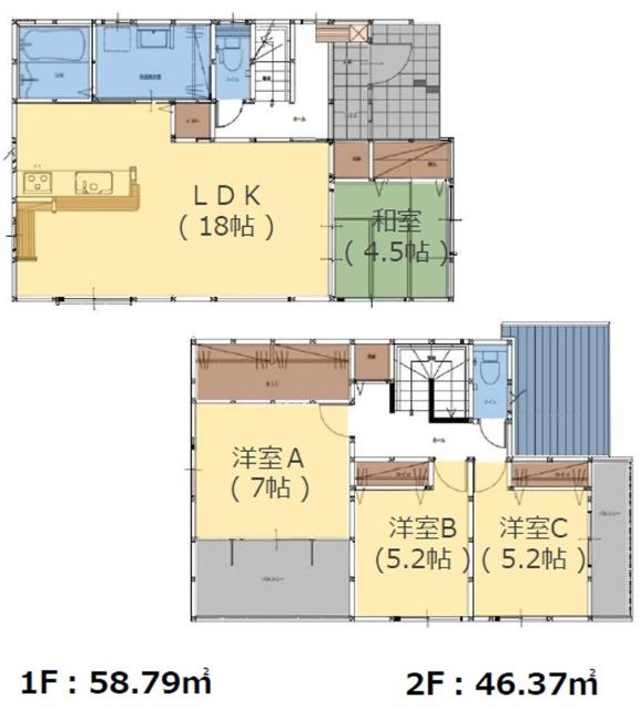 YKT大字中戸次１期　２号棟 間取り図画像