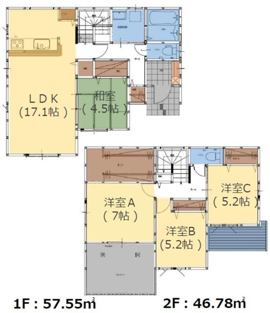 YKT大字中戸次１期　３号棟 間取り図画像