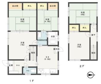 奈良県生駒郡斑鳩町龍田北１丁目　戸建て 間取り図画像